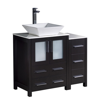 Fresca Torino 36" Espresso Modern Bathroom Vanity w/ Side Cabinet & Vessel Sink