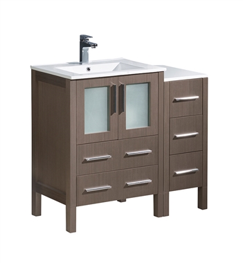 Fresca Torino 36" Gray Oak Modern Bathroom Cabinets with Integrated Sink