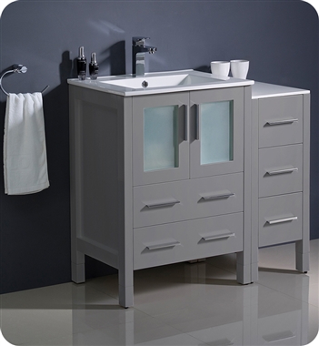 Fresca Torino 36" Grey Modern Bathroom Cabinets with Integrated Sink