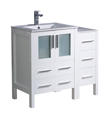 Fresca Torino 36" White Modern Bathroom Cabinets with Integrated Sink