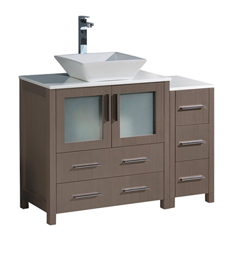 Fresca Torino 42" Grey Oak Modern Bathroom Cabinets with Top & Vessel Sink