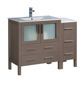 Fresca Torino 42" Gray Oak Modern Bathroom Cabinets with Integrated Sink