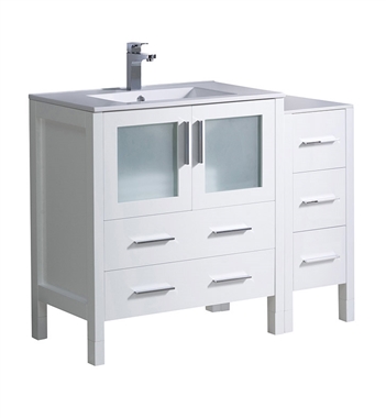 Fresca Torino 42" White Modern Bathroom Cabinets with Integrated Sink