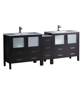 Fresca Torino 84" Espresso Modern Double Sink Bathroom Cabinets with Integrated Sinks