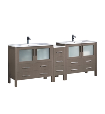 Fresca Torino 84" Gray Oak Modern Double Sink Bathroom Cabinets with Integrated Sinks