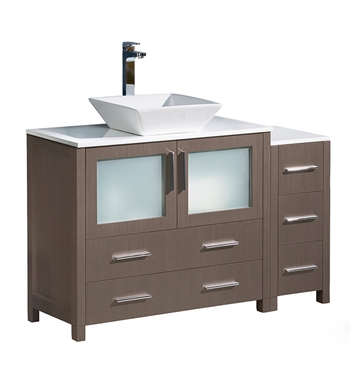 Fresca Torino 48" Gray Oak Modern Bathroom Cabinets with Top & Vessel Sink