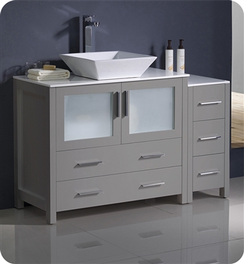 Fresca Torino 48" Grey Modern Bathroom Cabinets with Top & Vessel Sink