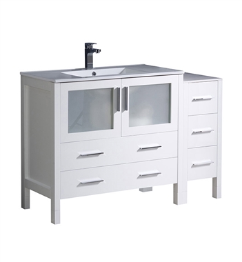 Fresca Torino 48" White Modern Bathroom Cabinets with Integrated Sink