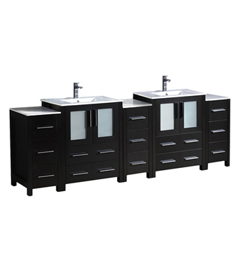 Fresca Torino 84" Espresso Modern Double Sink Bathroom Cabinets with Integrated Sinks