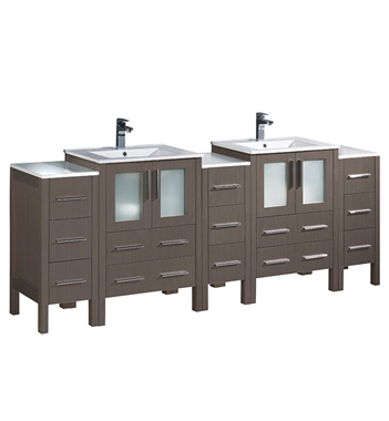 Fresca Torino 84" Gray Oak Modern Double Sink Bathroom Cabinets with Integrated Sinks