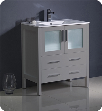 Fresca Torino 30" Grey Modern Bathroom Cabinet with Integrated Sink