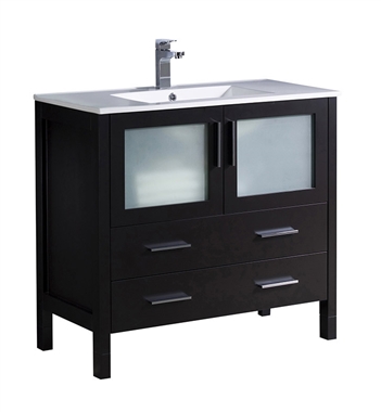 Fresca Torino 36" Espresso Modern Bathroom Cabinet with Integrated Sink