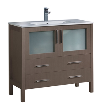 Fresca Torino 36" Gray Oak Modern Bathroom Cabinet with Integrated Sink