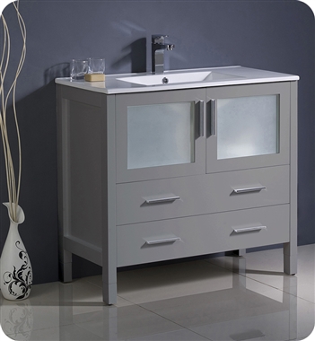 Fresca Torino 36" Grey Modern Bathroom Cabinet with Integrated Sink