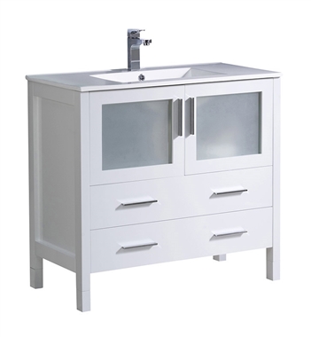 Fresca Torino 36" White Modern Bathroom Cabinet with Integrated Sink