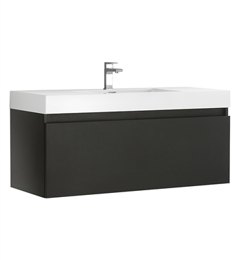 Fresca Mezzo 48" Black Wall Hung Modern Bathroom Cabinet with Integrated Sink