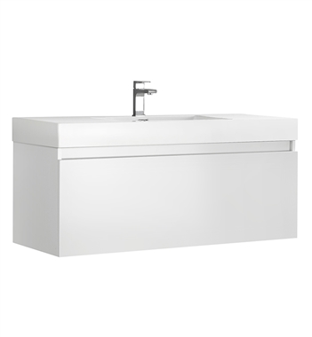 Fresca Mezzo 48" White Wall Hung Modern Bathroom Cabinet with Integrated Sink