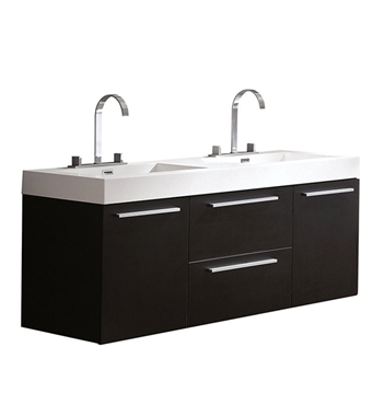 Fresca Opulento 54" Black Modern Double Sink Bathroom Cabinet with Integrated Sinks