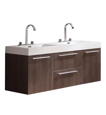 Fresca Opulento 54" Gray Oak Modern Double Sink Bathroom Cabinet with Integrated Sinks