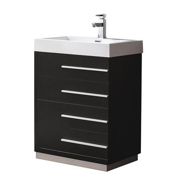 Fresca Livello 24" Black Modern Bathroom Cabinet with Integrated Sink