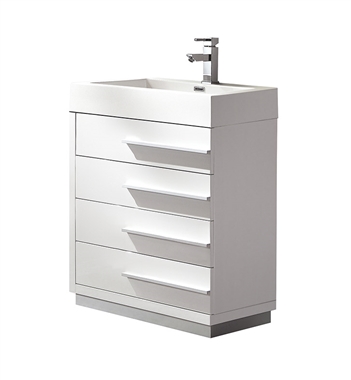 Fresca Livello 24" White Modern Bathroom Cabinet with Integrated Sink