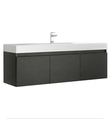 Fresca Mezzo 60" Black Wall Hung Single Sink Modern Bathroom Cabinet with Integrated Sink