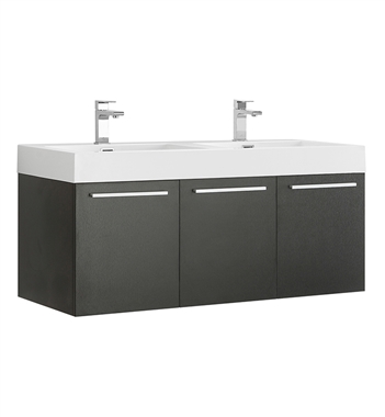 Fresca Vista 48" Black Wall Hung Double Sink Modern Bathroom Cabinet with Integrated Sink