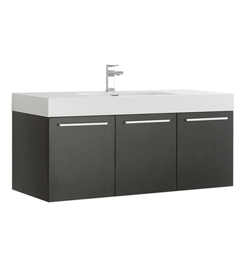 Fresca Vista 48" Black Wall Hung Modern Bathroom Cabinet with Integrated Sink