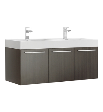 Fresca Vista 48" Gray Oak Wall Hung Double Sink Modern Bathroom Cabinet with Integrated Sink