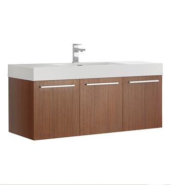 Fresca Vista 48" Teak Wall Hung Modern Bathroom Cabinet with Integrated Sink