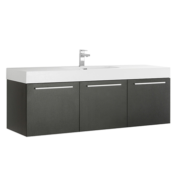 Fresca Vista 60" Black Wall Hung Single Sink Modern Bathroom Cabinet with Integrated Sink