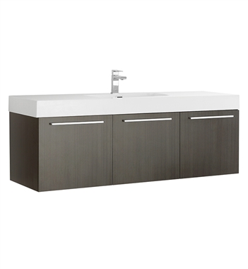 Fresca Vista 60" Gray Oak Wall Hung Single Sink Modern Bathroom Cabinet with Integrated Sink