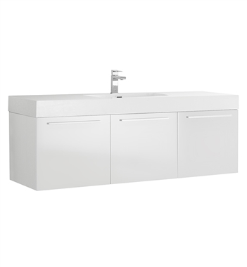 Fresca Vista 60" White Modern Bathroom Vanity with Integrated Single Sink