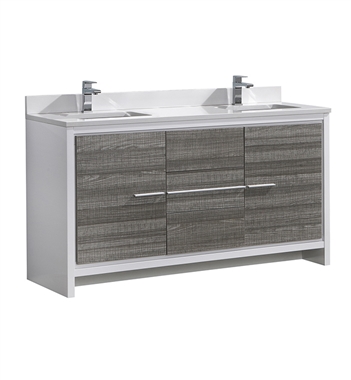 Fresca Allier Rio 60" Ash Gray Double Sink Modern Bathroom Cabinet with Top & Sinks