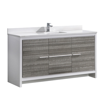 Fresca Allier Rio 60" Ash Gray Single Sink Modern Bathroom Vanity with Top & Sink