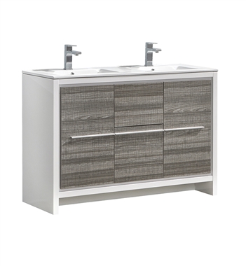 Fresca Allier Rio 48" Ash Gray Double Sink Modern Bathroom Vanity with Sink