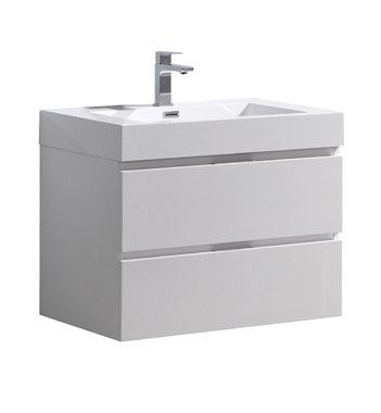 Fresca Valencia 30" Glossy White Wall Hung Modern Bathroom Vanity