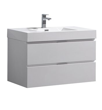 Fresca Valencia 36" Glossy White Wall Hung Modern Bathroom Vanity