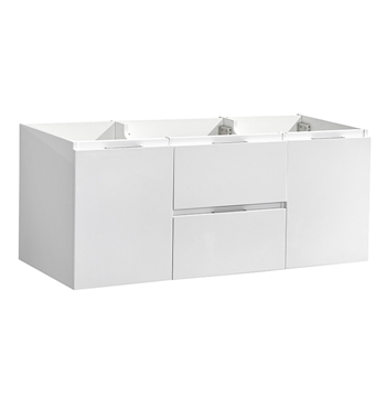 Fresca Valencia 48" Glossy White Wall Hung Double Sink Modern Bathroom Cabinet