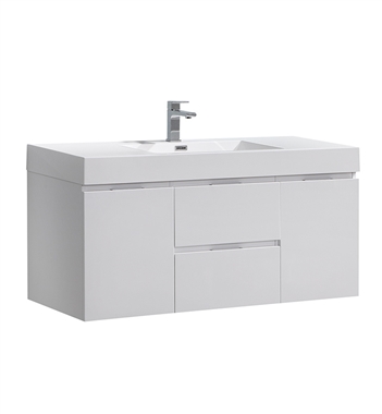 Fresca Valencia 48" Glossy White Wall Hung Modern Bathroom Vanity