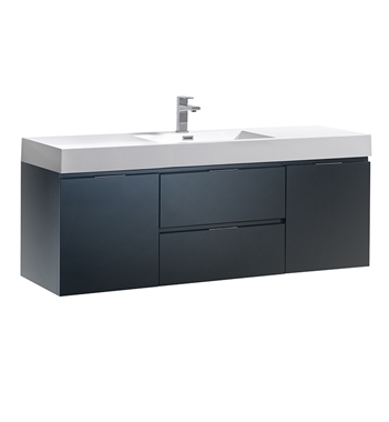 Fresca Valencia 60" Dark Slate Gray Wall Hung Modern Bathroom Vanity