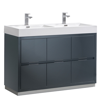 Fresca Valencia 48" Dark Slate Gray Free Standing Double Sink Modern Bathroom Vanity