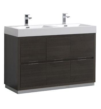 Fresca Valencia 48" Gray Oak Free Standing Double Sink Modern Bathroom Vanity