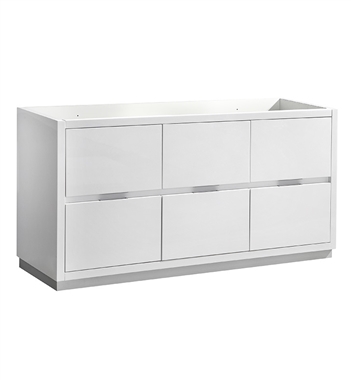 Fresca Valencia 48" Glossy White Free Standing Double Sink Modern Bathroom Cabinet