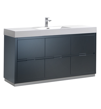 Fresca Valencia 60" Dark Slate Gray Free Standing Double Sink Modern Bathroom Vanity