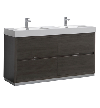 Fresca Valencia 60" Gray Oak Free Standing Double Sink Modern Bathroom Vanity