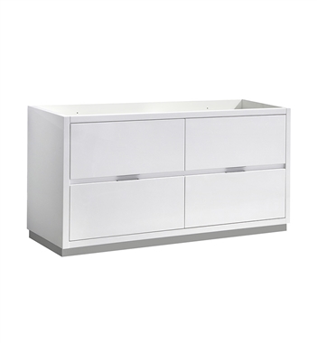 Fresca Valencia 60" Glossy White Free Standing Double Sink Modern Bathroom Cabinet