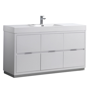 Fresca Valencia 60" Glossy White Free Standing Modern Bathroom Vanity