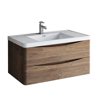 Fresca Tuscany 40" Rosewood Wall Hung Modern Bathroom Cabinet with Integrated Sink