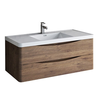 Fresca Tuscany 48" Rosewood Wall Hung Modern Bathroom Cabinet with Integrated Sink